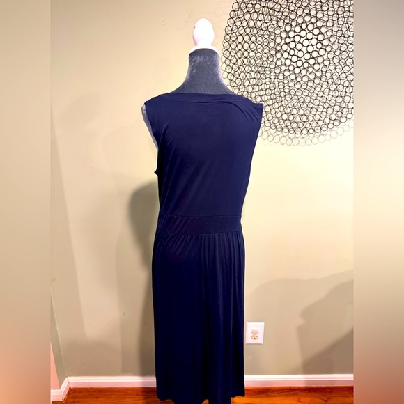 L.L. Bean Navy Blue V-Neck Sleeveless Midi Sundress - Picture 3 of 5